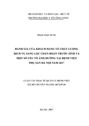 Đánh Giá Chất Lượng Dịch Vụ Sàng Lọc Chẩn Đoán Trước