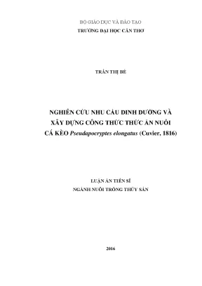 Nghiên Cứu Nhu Cầu Dinh Dưỡng và Công Thức Thức Ăn Nuôi
