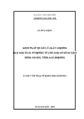 Quản lý chất lượng dạy học tại trường trung học cơ sở