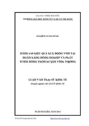 Tăng cường hiệu quả huy động vốn tại ngân hàng nông