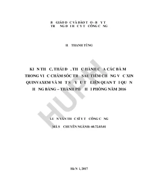 Kiến Thức và Thực Hành Chăm Sóc Trẻ Sau Tiêm Vắc Xin