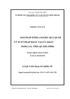 Quản lý hiệu quả xuất khẩu tại cửa khẩu Móng Cái, tỉnh