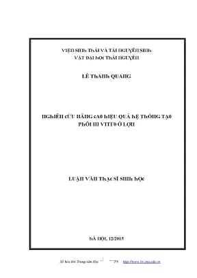 Nghiên cứu hiệu quả hệ thống tài nguyên sinh thái tại Hà Nội