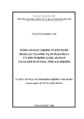 Nghiên Cứu Về Tác Động Của Môi Trường Đến Quản Lý Kinh