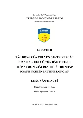 Tác động của chuyển giá trong doanh nghiệp FDI đến thuế