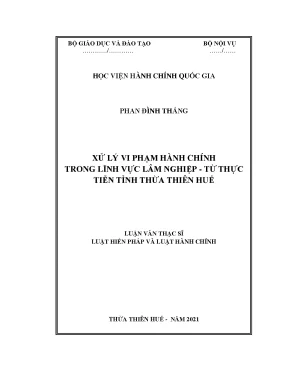 Xử Lý Vi Phạm Hành Chính Trong Lĩnh Vực Lâm Nghiệp Tại