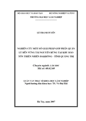 Nghiên cứu giải pháp quản lý bền vững tài nguyên rừng