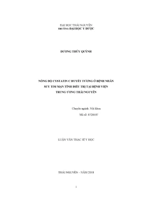 Nồng Độ Cystatin C Huyết Tương Ở Bệnh Nhân Suy Tim Mạn