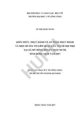 Nâng cao Kiến thức và Thực hành An toàn Thực phẩm cho
