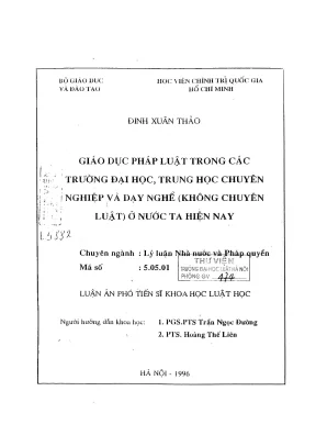 Giáo Dục Pháp Luật Trong Các Trường Đại Học và Trung Học