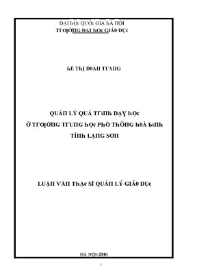 Quản Lý Quá Trình Dạy Học Tại Trường Trung Học Phổ Thông