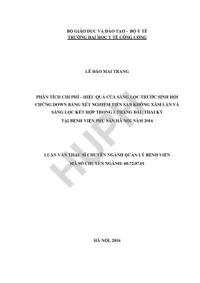 Phân Tích Chi Phí và Hiệu Quả Sàng Lọc Hội Chứng Down