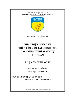 Nhận Diện Gian Lận Tài Chính Tại Các Công Ty Niêm Yết Ở