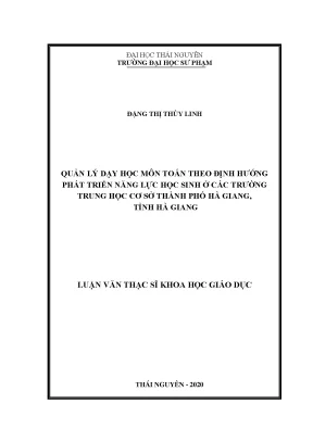 Luận văn quản lý dạy học môn toán theo định hướng phát triển năng lực học sinh ở các trường trung học cơ sở thành phố hà giang tỉnh hà giang