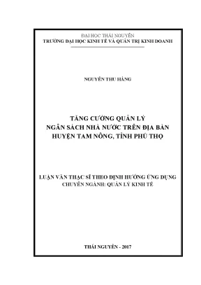 Tăng Cường Quản Lý Ngân Sách Nhà Nước Tại Huyện Tam
