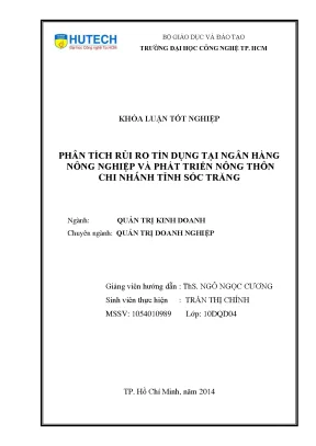 Phân Tích Rủi Ro Tín Dụng Tại Ngân Hàng Nông Nghiệp Và