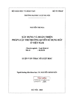 Xây Dựng và Hoàn Thiện Pháp Luật Thị Trường Quyền Sử