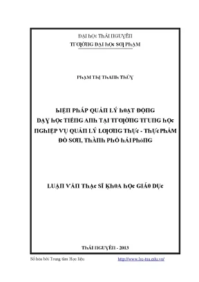 Quản lý dạy học tiếng Anh tại trường trung học Đồ Sơn,
