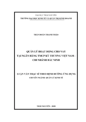 Quản Lý Hoạt Động Cho Vay Tại Ngân Hàng TMCP Kỹ Thương