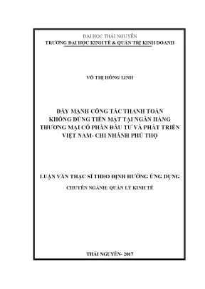 Đẩy Mạnh Thanh Toán Không Dùng Tiền Mặt Tại BIDV Phú Thọ