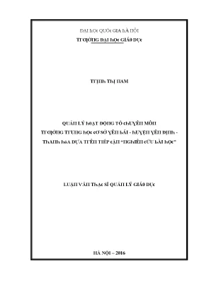Quản Lý Hoạt Động Tổ Chuyên Môn Trường Trung Học Cơ Sở