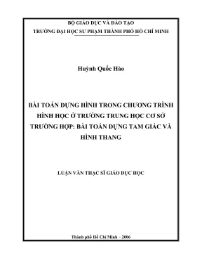 Bài Toán Dựng Hình Trong Chương Trình Hình Học Trung Học 