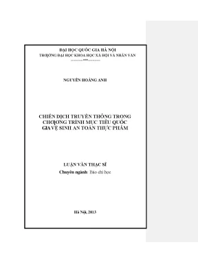 Chiến Dịch Truyền Thông Về Vệ Sinh An Toàn Thực Phẩm Tại