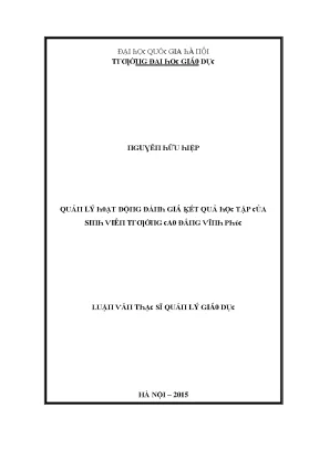 Quản Lý Hoạt Động Đánh Giá Kết Quả Học Tập Tại Đại Học