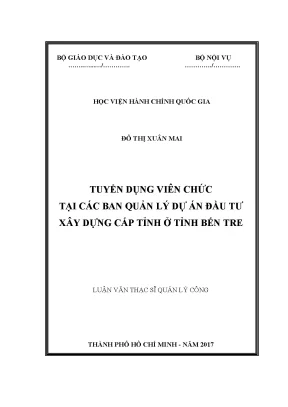Tuyển Dụng Viên Chức Tại Các Ban Quản Lý Dự Án Đầu Tư