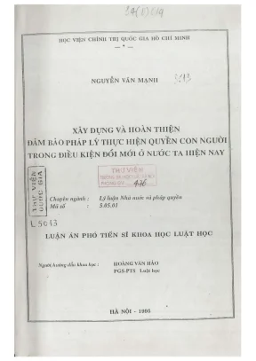 Xây Dựng và Hoàn Thiện Đảm Bảo Pháp Lý Thực Hiện Quyền