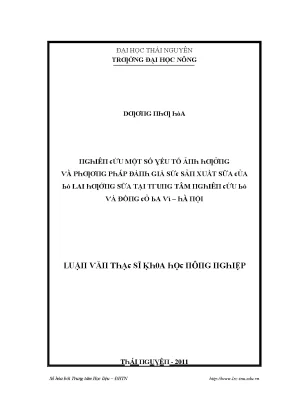Nghiên cứu yếu tố ảnh hưởng đến sản lượng sữa bò lai tại