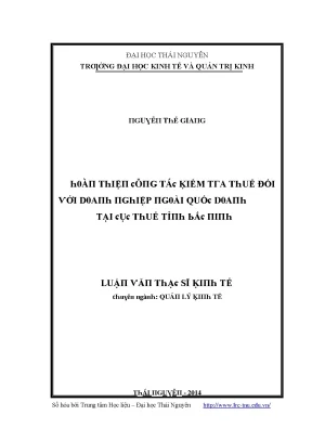 Cải thiện công tác kiểm tra thuế doanh nghiệp ngoài quốc