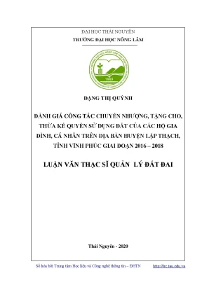 Đánh Giá Công Tác Chuyển Nhượng Quyền Sử Dụng Đất Tại