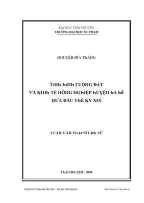 Quản lý đất đai và kinh tế xã hội ở Thái Nguyên thế kỷ XIX