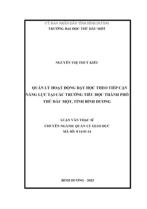 Quản Lý Hoạt Động Dạy Học Theo Tiếp Cận Năng Lực Tại
