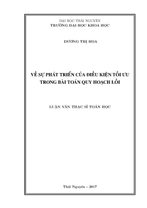 Phát Triển Điều Kiện Tối Ưu Trong Bài Toán Quy Hoạch Lồi