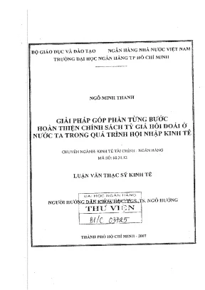 Giải Pháp Hoàn Thiện Chính Sách Tỷ Giá Hối Đoái Tại Việt Nam
