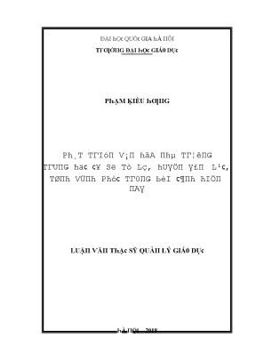 Phát Triển Văn Hóa Trường Học Trung Học Cơ Sở Tề Lỗ, Yên