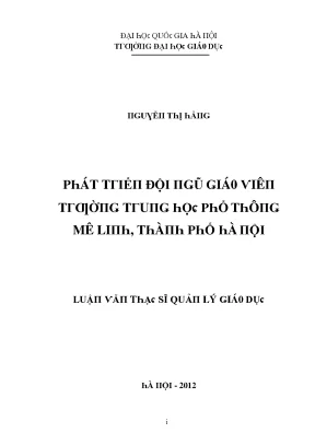 Phát Triển Đội Ngũ Giáo Viên Trường THPT Mê Linh