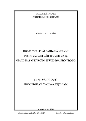 Nghĩa Tình Thái Đánh Giá Câu Trong Văn Bản Truyện và Kí 
