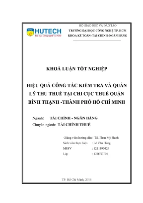 Hiệu Quả Kiểm Tra và Quản Lý Thu Thuế Tại Chi Cục Thuế