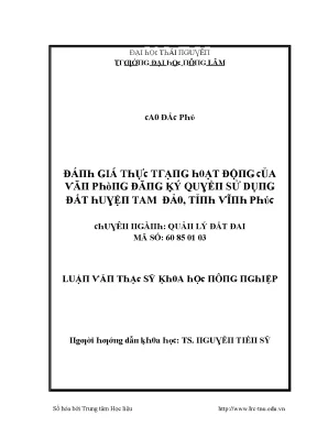 Đánh giá hoạt động văn phòng đăng ký quyền sử dụng đất