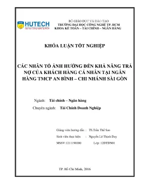 Các Nhân Tố Ảnh Hưởng Đến Khả Năng Trả Nợ Của Khách Hàng