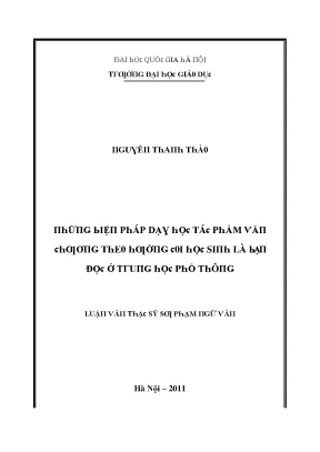 Biện Pháp Dạy Học Tác Phẩm Văn Chương Theo Hướng Học 