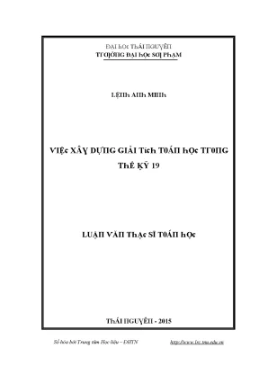 Nghiên cứu về Giải tích Toán học thế kỷ 19 tại Đại học 