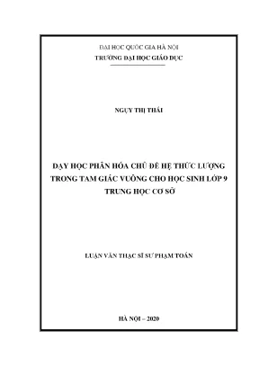 Dạy Học Phân Hóa Hệ Thức Lượng Trong Tam Giác Vuông Cho