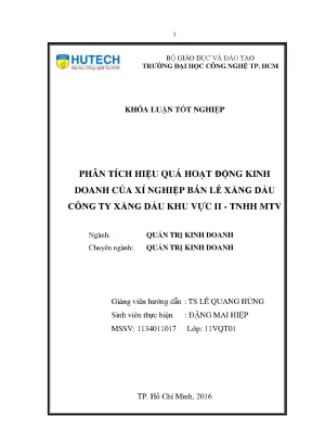 Phân Tích Hiệu Quả Kinh Doanh Của Xí Nghiệp Bán Lẻ Xăng Dầu