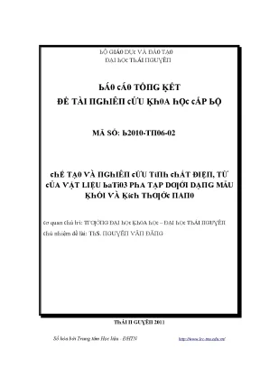 Nghiên cứu vật liệu BaTiO3 dưới dạng mẫu khối và tính 