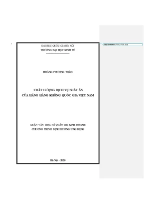 Chất Lượng Dịch Vụ Suất Ăn Của Hãng Hàng Không Quốc Gia