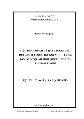 Quản lý giáo dục giá trị sống cho học sinh trung học cơ